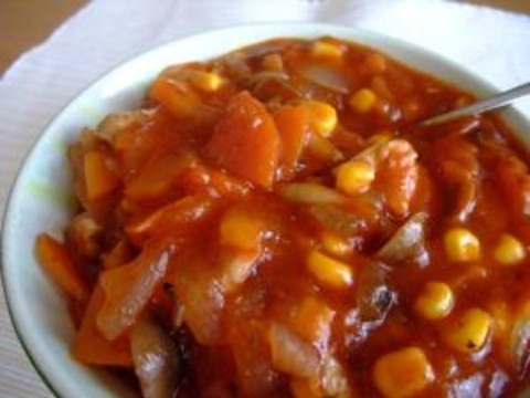 ミートソース缶で★鶏と野菜の簡単トマト煮